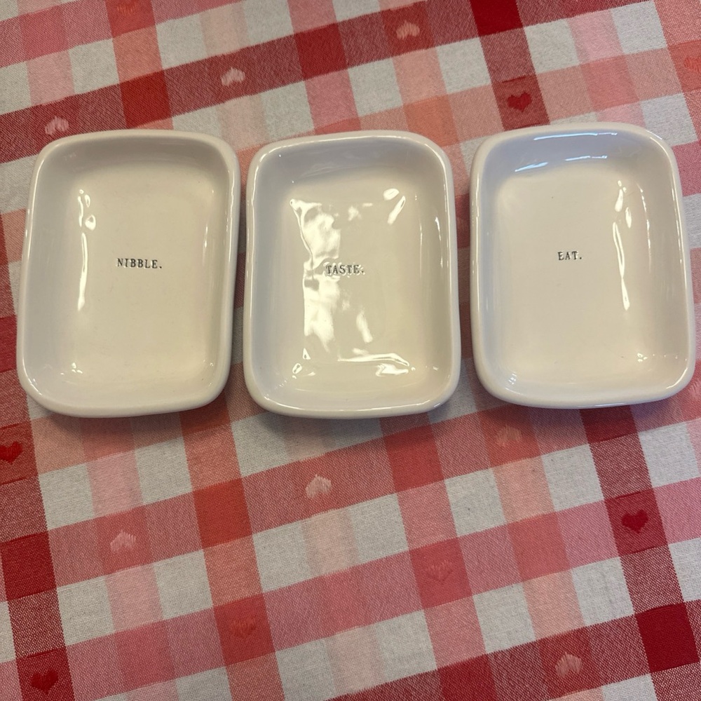 Rae Dunn Artisan appetizer Collection Cream Ceramic Dishes